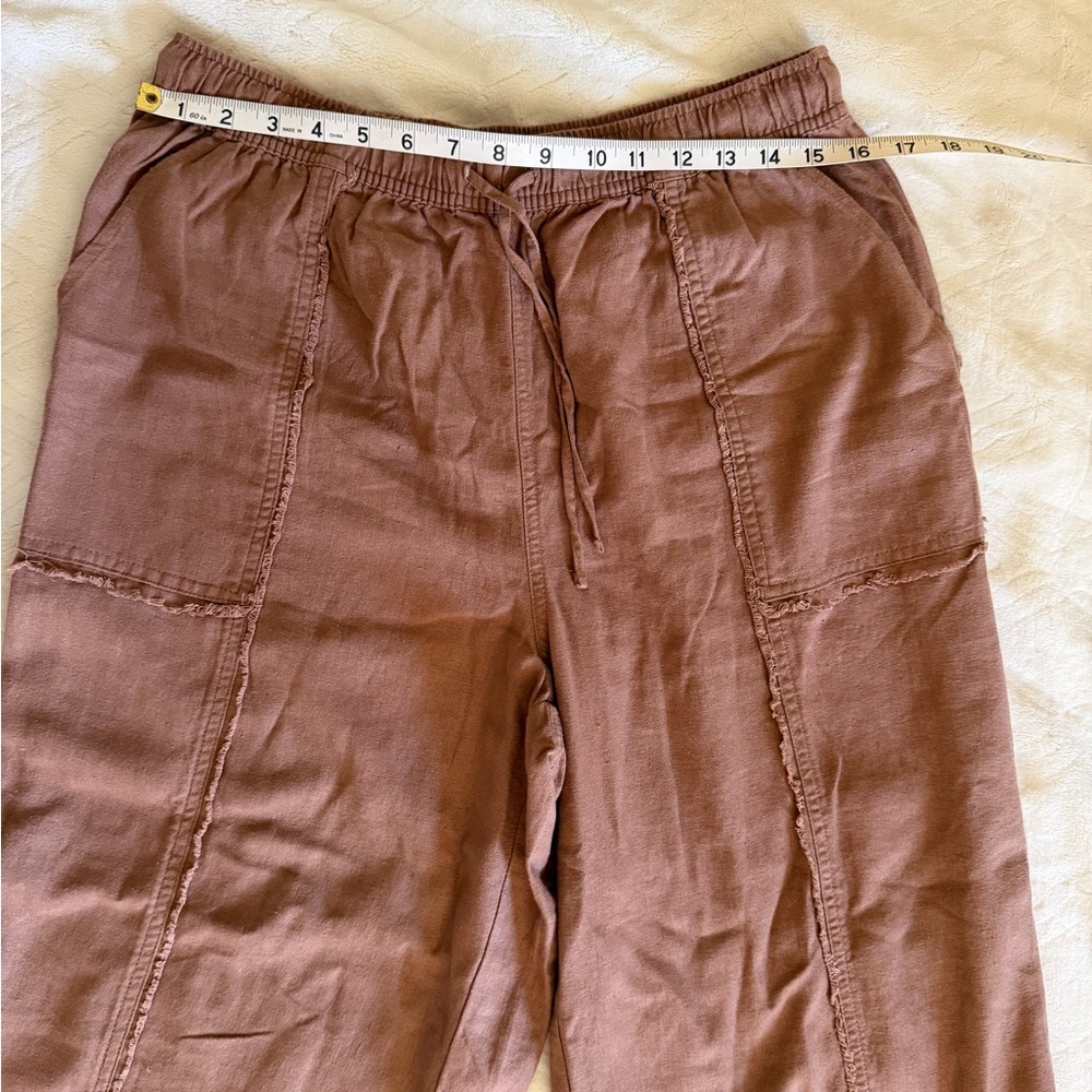 Calligraphie women’s linen blend Brown wide leg Pants - Picture 5 of 7